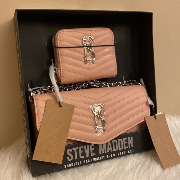 NWT Steve Madden Shoulder Bag w/Matching Wallet - Blush Pink - 2pc Gift Set - Picture 3 of 9